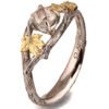Twig and Maple Leaf Raw Diamond Ring White Gold Catalogue