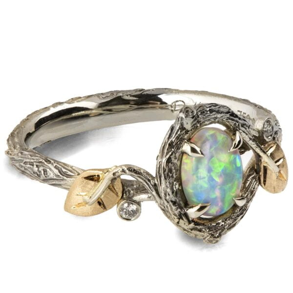 Twig and Leaves Opal Ring Yellow Gold Catalogue