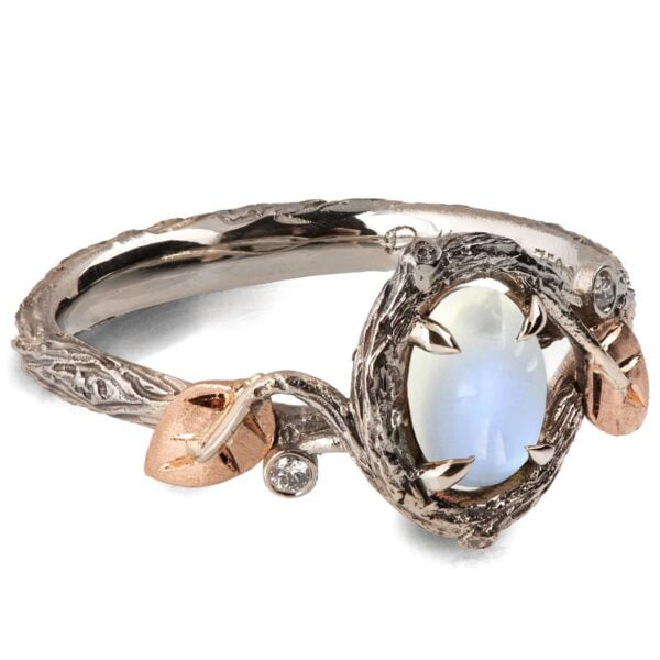 Twig and Leaves Moonstone Ring Rose Gold Catalogue