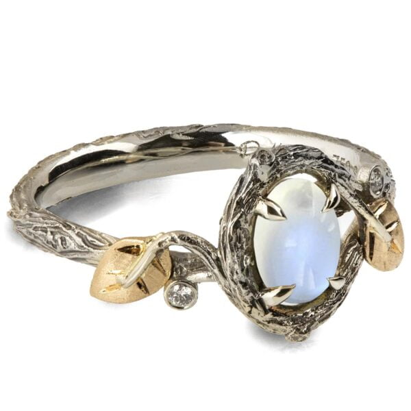 Twig and Leaves Moonstone Ring Yellow Gold Catalogue