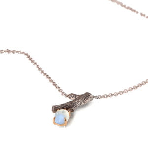 Twig Moonstone Pendant White and Rose Gold