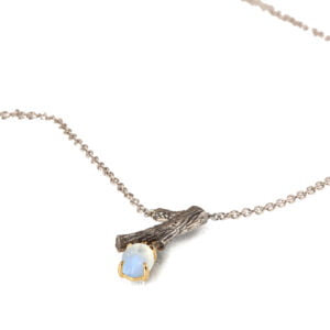 Twig Moonstone Pendant White and Yellow Gold