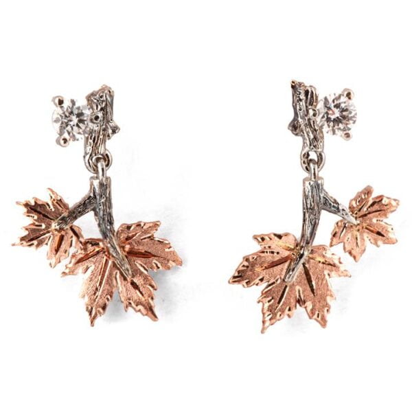 Maple Leaf Earrings Rose Gold and Diamonds Catalogue