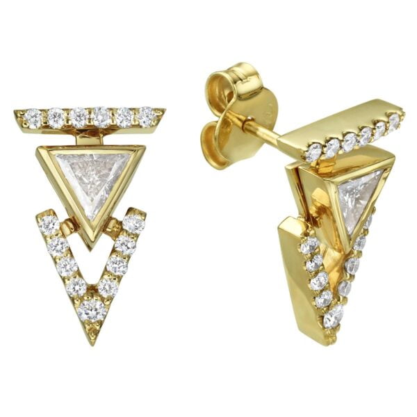 Yellow Gold Triangle Diamond Stud Earrings Catalogue
