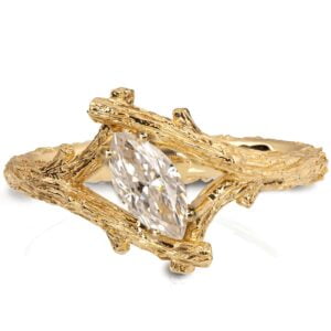 Marquise Moissanite Twig Engagment Ring Yellow Gold Catalogue