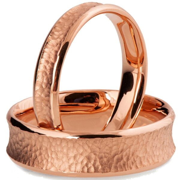 His and Hers Hammered Rose Gold Wedding Bands Catalogue