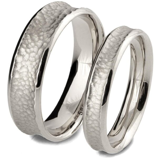 His and Hers Hammered Platinum Wedding Bands Catalogue