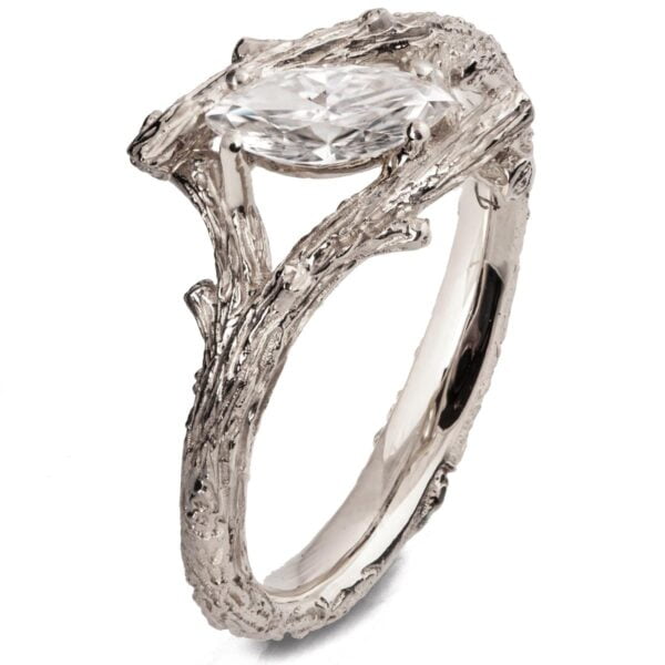 Marquise Cut Diamond Twig Engagement Ring White Gold Catalogue
