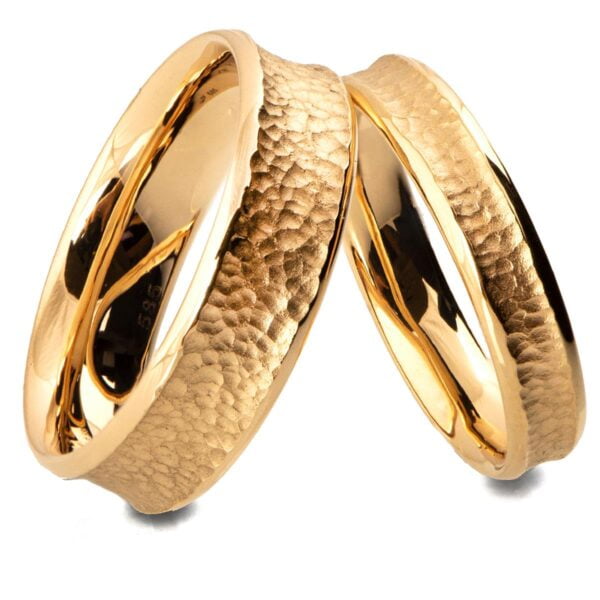 His and Hers Hammered Gold Wedding Bands Catalogue