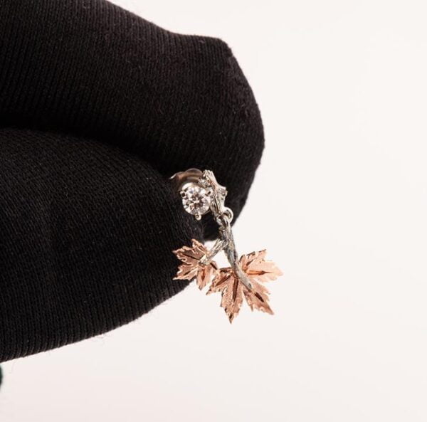 Maple Leaf Earrings Rose Gold and Diamonds Catalogue