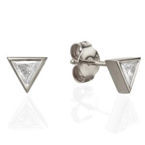 White Gold Triangle Diamond Stud Earrings Catalogue