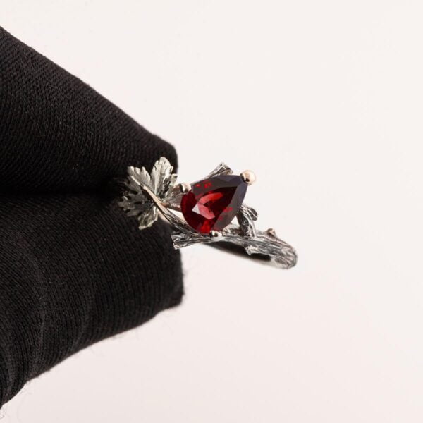 Twig and Maple Leaf Engagement Ring White Gold and Ruby Catalogue