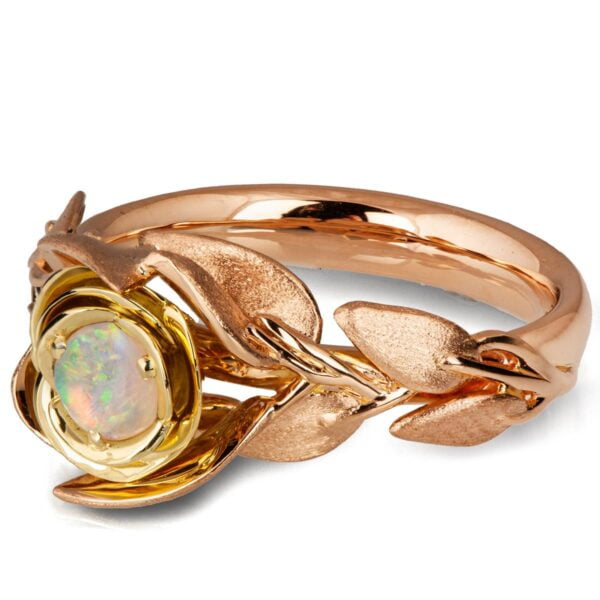 Rose Flower Opal Ring Rose and Yellow Gold Catalogue