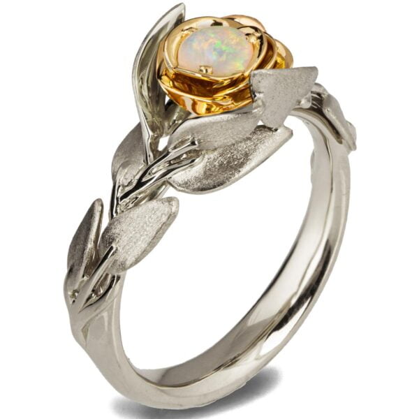 Rose Flower Opal Ring Platinum and Yellow Gold Catalogue