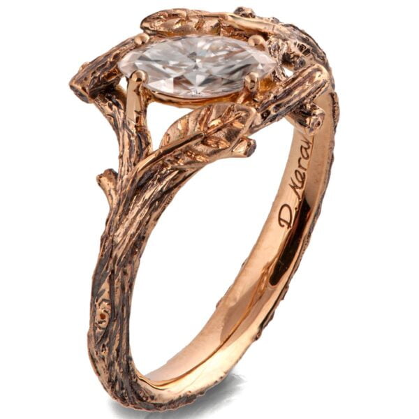 Marquise Moissanite Twig Engagment Ring Rose Gold Catalogue