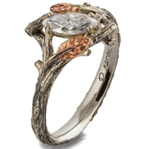 Marquise Moissanite Twig Engagment Ring White Gold Catalogue