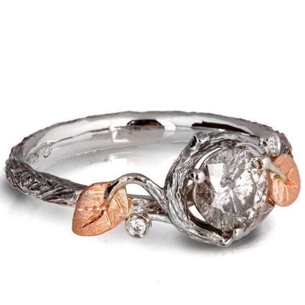 Salt & Pepper Diamond Twig Engagement Ring Platinum Catalogue