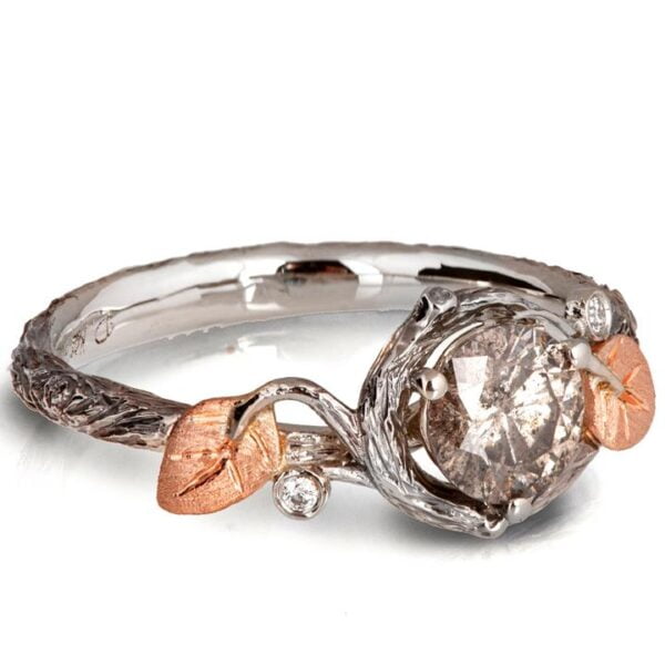 Salt & Pepper Diamond Twig Engagement Ring Rose Gold Catalogue