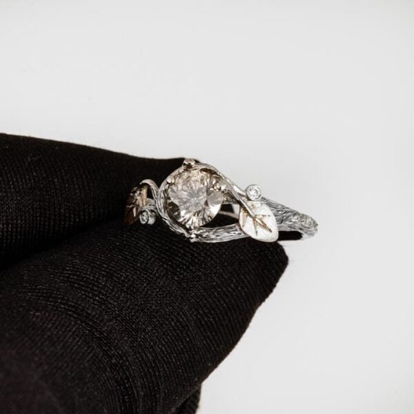 Salt & Pepper Diamond Twig Engagement Ring White Gold Catalogue