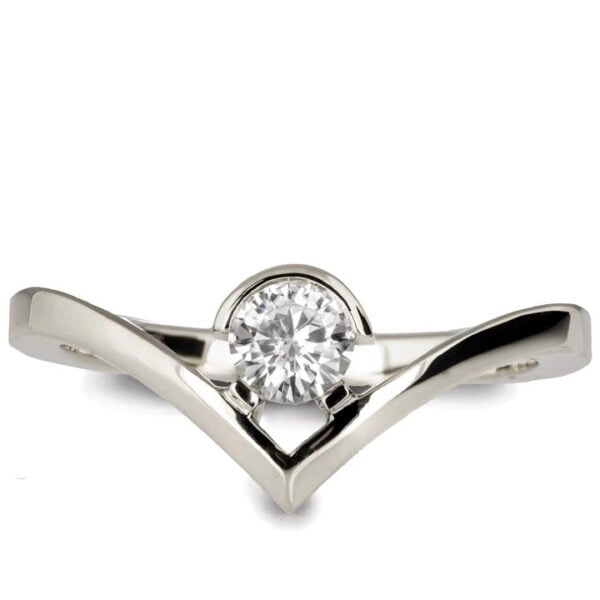 Platinum Geomtric Minimalistic Chevron Diamond Engagement Ring Catalogue
