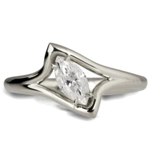 Tilted Marquise Moissanite Engagment Ring Platinum Catalogue