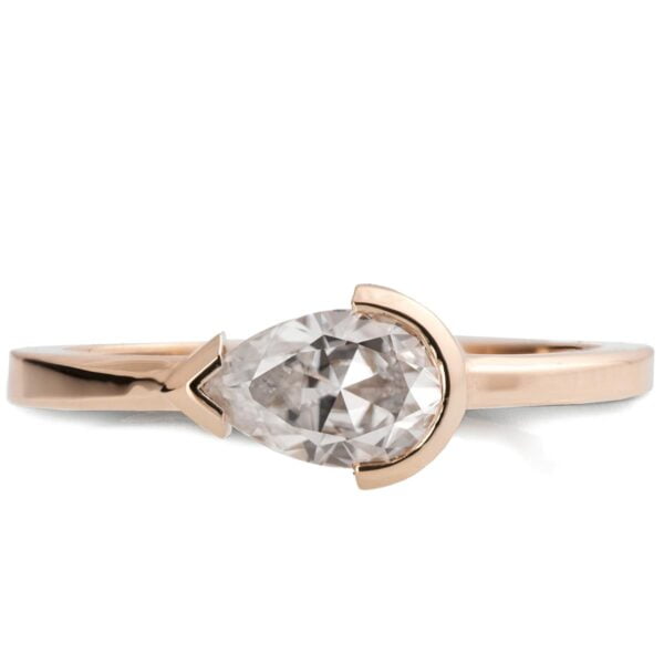 Rose Gold Horizontal Set Pear-Shaped Minimalistic Diamond Engagement Ring Catalogue