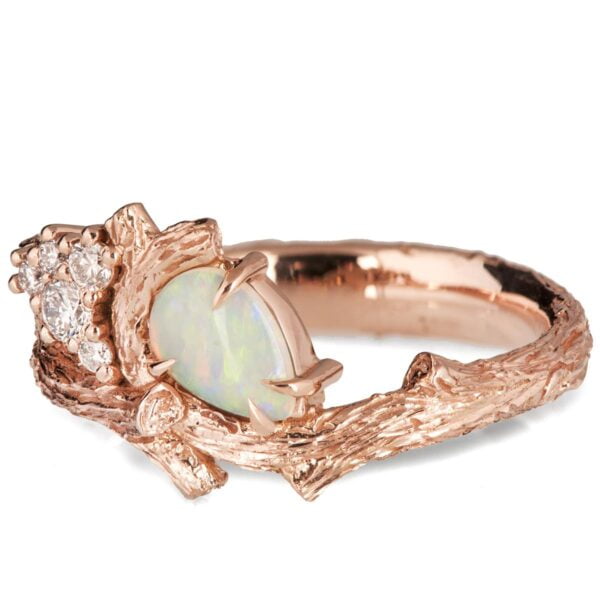 Rose Gold Opal and Diamonds Cluster Twig Ring Catalogue