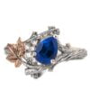 Maple Leaf Sapphire and Diamonds Cluster Engagement Ring Rose Gold Catalogue