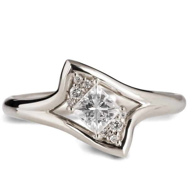 White Gold Princess Diamond Cluster Twist Engagement Ring Catalogue