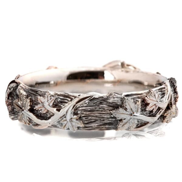 Twig and Maple Leaves Wedding Band in White Gold Catalogue