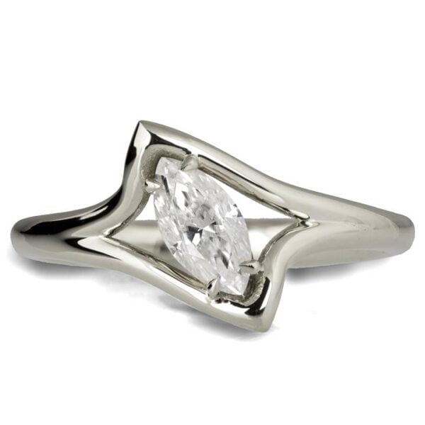 Tilted Marquise Cut Diamond Engagement Ring White Gold Catalogue