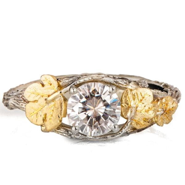 Twig and Fig Leaves Engagement Ring Yellow Gold and Diamond Catalogue