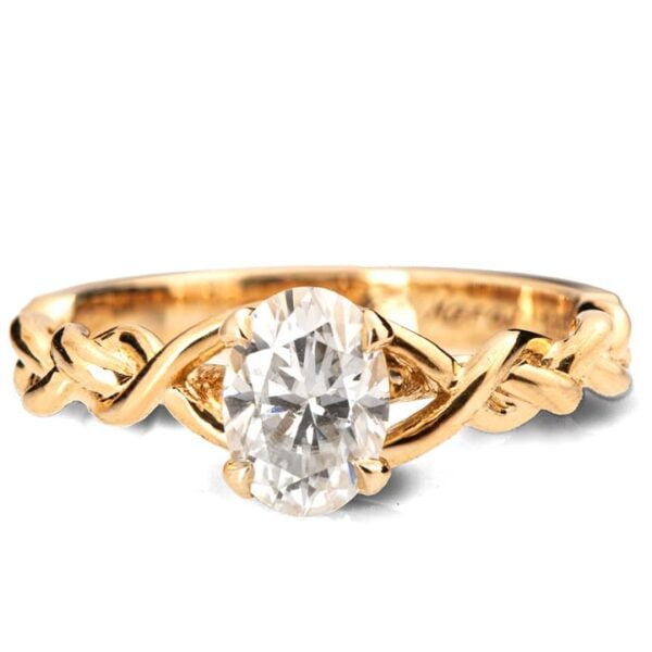 Braided Engagement Ring Yellow Gold and Oval Moissanite Catalogue