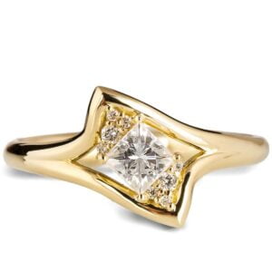 Solid Gold Princess Moissanite Cluster Twist Engagement Ring Catalogue