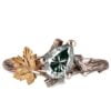 Twig and Maple Leaf Engagement Ring Platinum and Green Moissanite Catalogue