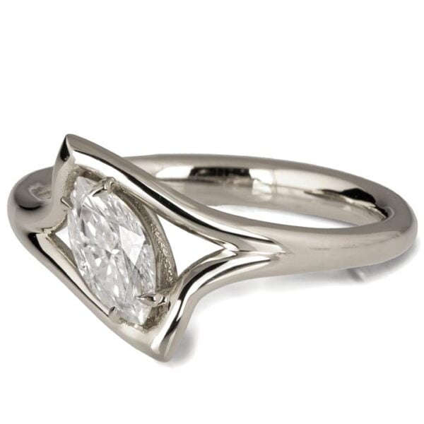 Tilted Marquise Cut Diamond Engagement Ring Platinum Catalogue