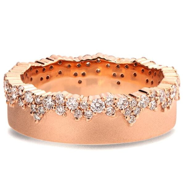 Snow Ring, Rose Gold Wedding Ring Set With a Cluster of Diamonds Catalogue