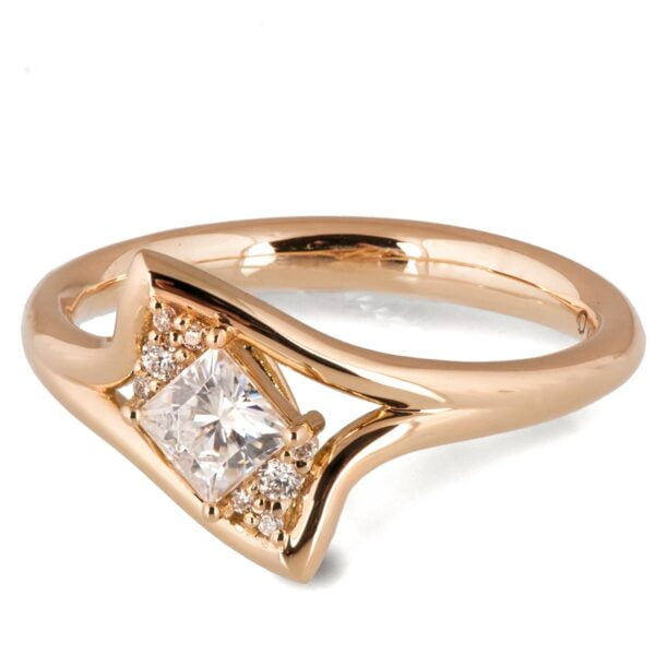 Rose Gold Princess Moissanite Cluster Twist Engagement Ring Catalogue