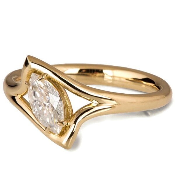 Tilted Marquise Moissanite Engagment Ring Rose Gold Catalogue