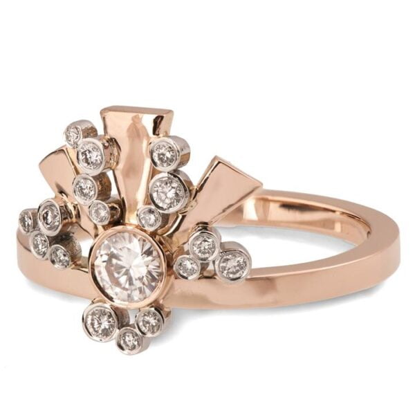 Sun Ring, Multi-Stone Diamond Ring Made of Rose Gold and Platinum Catalogue