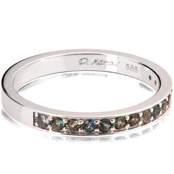 Teal Sapphires Half Eternity Ring White Gold Catalogue