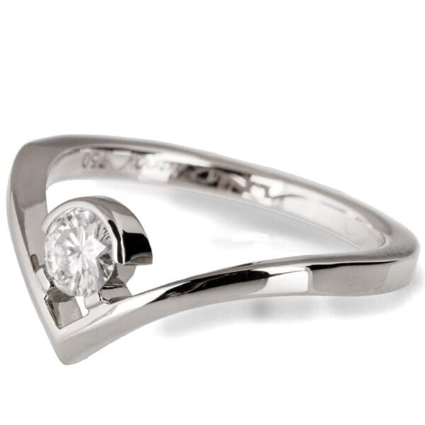 White Gold Geomtric Minimalistic Chevron Diamond Engagement Ring Catalogue