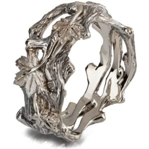 Twig and Maple Leaves Wedding Band White Gold Catalogue