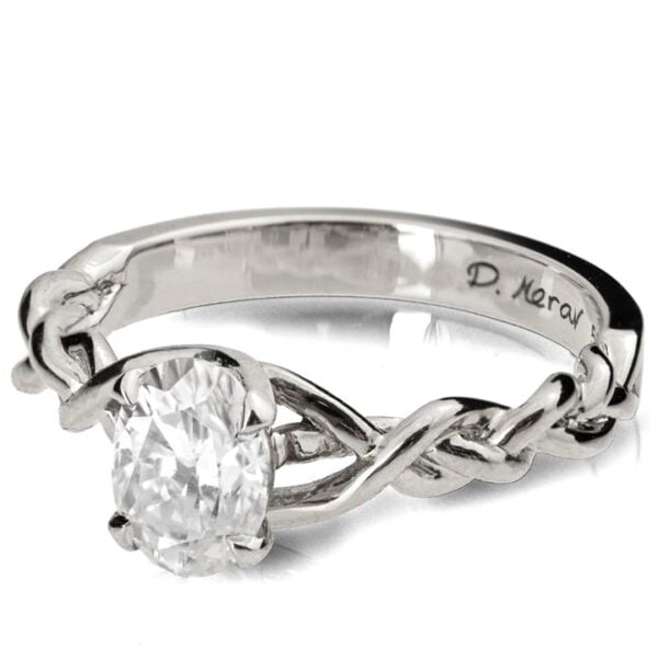 Braided Engagement Ring White Gold and Oval Moissanite Catalogue