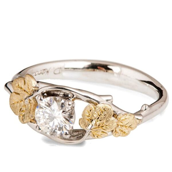 Twig and Fig Leaves Engagement Yellow Gold and Moissanite Catalogue