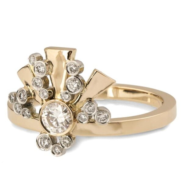 Sun Ring, Multi-Stone Diamond Ring Made of Gold and Platinum Catalogue