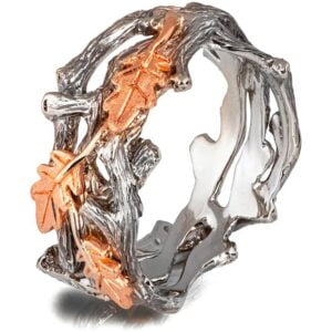 Twig and Oak Leaves Wedding Band Platinum and Rose Gold Catalogue