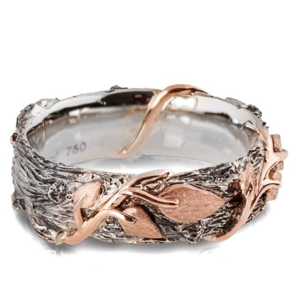 Twig and Leaves Wedding Band Platinum and Rose Gold Catalogue