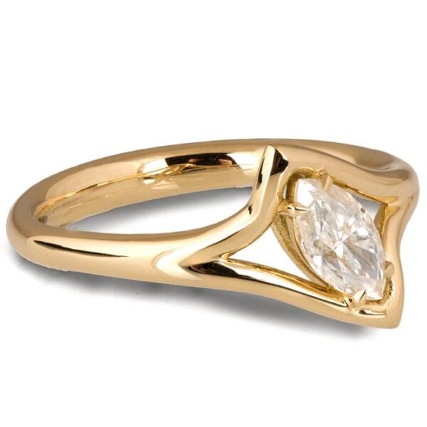 Tilted Marquise Cut Diamond Engagement Ring Rose Gold Catalogue
