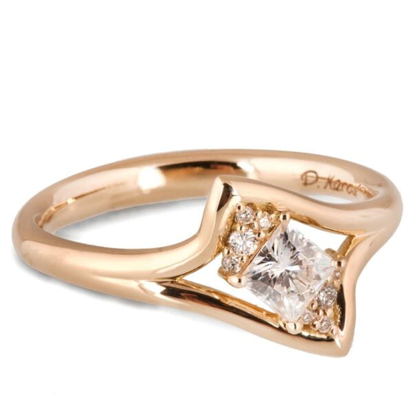 Rose Gold Princess Diamond Cluster Twist Engagement Ring Catalogue